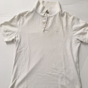 Men's White Burberry Polo - Size S
